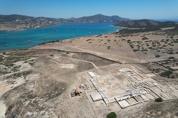 Wall Mural - Aerial views from over the ancient ruins on the Greek Island of Despotiko 