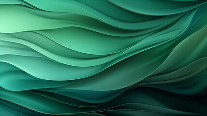 Wall Mural - abstract wave in light and dark green colors, in the style of subtle gradients