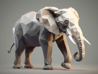 Poster - Low poly elephant. AI generative
