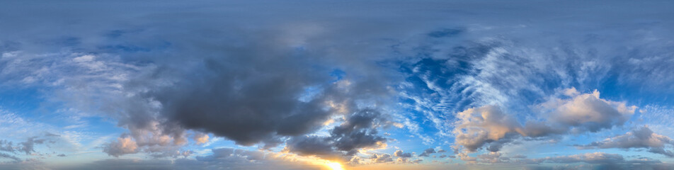 Wall Mural - 360 vr 2:1 equirectangular sunset sky background overlay. ideal for 360 vr sky replacement. high qua