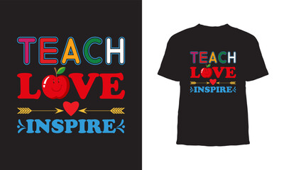 Canvas Print - Premium Vector, Teach love inspire typography t-shirt design