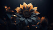   rare sunflower dark and orange  bloom at night, ,cinematic  dark scene 