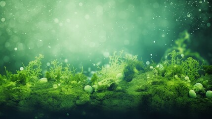 Seaweed underwater green background.