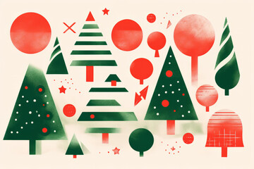 Wall Mural - Minimal stylish festive Christmas tree print design