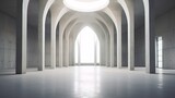 Fototapeta Perspektywa 3d - Minimalistic hall with columns, sunlight. Generation AI