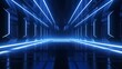 High tech neon blue tunnel. Generation AI