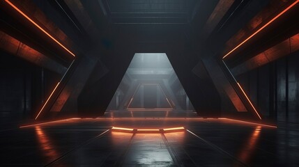 Wall Mural - underground modern parking, neon light. generation ai