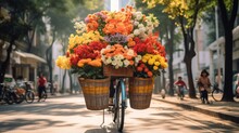 An Iconic Picture Of Ha Noi Is A Mobile Flower Shop On A Bicycle. Autumn Is A Great Time To Visit These Unique Boutiques Because There Are Lots Of Beautiful Flowers.