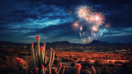 Fireworks over the Arizona desert