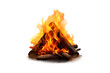 Burning campfire (PNG) isolated on transparent and white background