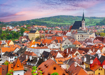 Canvas Print - Cesky Krumlov cityscape in Bohemia, Czech Republic