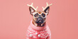 dog in a knitted winter Christmas sweater. ai generative