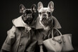 Human-like Anthropomorphic Dogs Wearing Clothes with Bags Shopping for Holidays.
