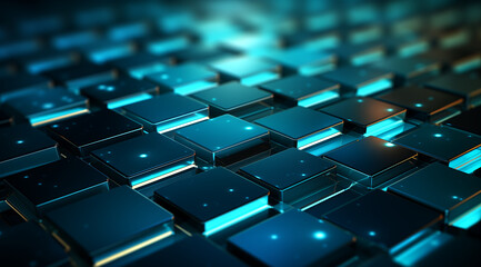 Blue and teal square block landscape