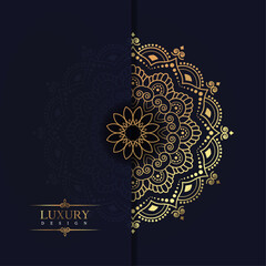 Wall Mural - Luxury Golden Geometric Ornamental Mandala Background Vector Design. Decorative mandala for tattoo, Mehendi, Islamic, Ornament, Art, henna, Indian, Asian, print, poster, cover, brochure, flyer, banner