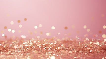 Gold sparkles on pink background. Light pink minimalist background