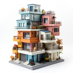 Wall Mural - A model of a multi - story building with balconies.