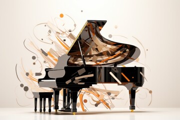 Wall Mural - Music style illustration, colorful piano, cello. Poster, music concert, festival, music store and musical instrument design.