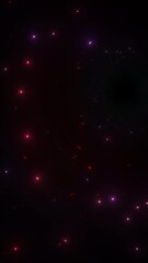 black hole passing a red blue galaxy nebula star cluster with shining solar systems in infinite cosm