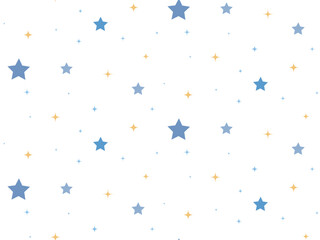 Wall Mural - kids seamless pattern of stars. yellow and blue stars and sparks different sizes on white. cute star