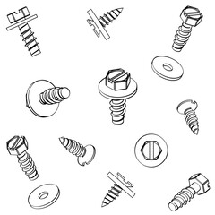 Wall Mural - bolt self-tapping screw screw nut washer