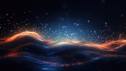 Poster - digital technology landscape with chart wave