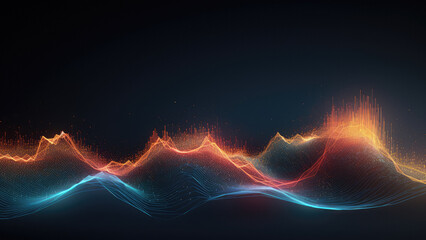 Poster - digital technology landscape with chart wave
