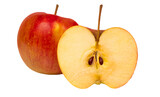 Fototapeta  - dwa jabłka, połówka jabłka, przezroczyste tło, PNG