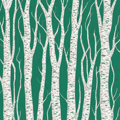 Birch tree pattern. Seamless vector illustration pattern with autumn birch trees. Perfect for textile, wallpaper or print design. Fabric Design for wallpapers, web site background, postcard.