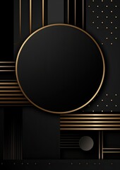 Luxury abstract gold and black circle background geometric