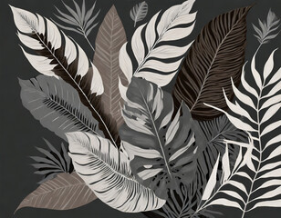  tropical leaf,leaves collection for design with dark color.creative and minimal art nature background.decoration pattern