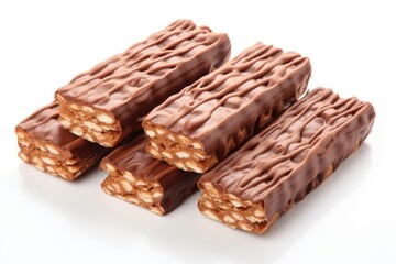 Wall Mural - Chocolate cereal bars isolated on white.