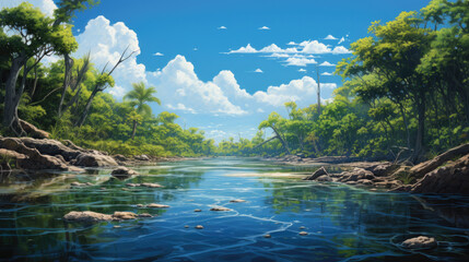 Wall Mural - Illustration of a mangrove jungle