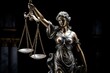 White isolated statue of Lady Justice symbol of fair legal treatment