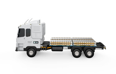 Wall Mural - Ev logistic trailer truck or electric vehicle lorry with pack of battery cells module