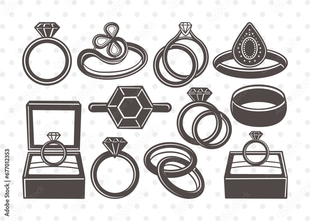 Vektor Engagement Ring Clipart SVG Cut File | Diamond Ring Svg ...