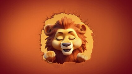 Wall Mural - lion peeking out of a hole. created with generative ai.