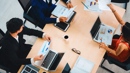 Poster - business people group meeting shot from top view in office . profession businesswomen, businessmen a