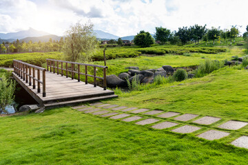 Wall Mural - Wooden bridge in the park