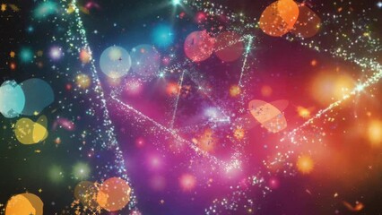 Wall Mural - abstract background with colofull stars, seamless looping video background animation
