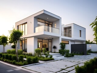 Modern house exterior color white AI generated