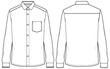© Fathima Flats - Men's long sleeves slim fit formal shirt flat sketch illustration with front and back view, Woven shirt for formal wear and casual wear fashion illustration template mock up