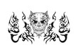 fire hell skull at the spider body with two evil creatures abstract cool gothic tattoo sticker