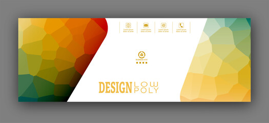 Cover layout with a colored polygonal background. Design template for poster, banner, interior and creative ideas