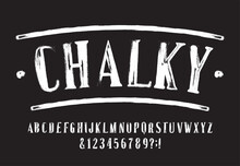 Chalky Alphabet Font. Vintage Serif Letters, Numbers And Symbols. Stock Vector Typeface For Your Design.