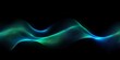 3D  wave lines pattern smooth curve flowing dynamic blue green gradient light isolated on black background for concept technology, digital, communication, science, Generative AI