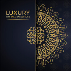 luxury ornamental mandala design background in gold color