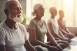 © nsit0108 - Active elderly people yoga. Health aged exercise mature training. Generate Ai