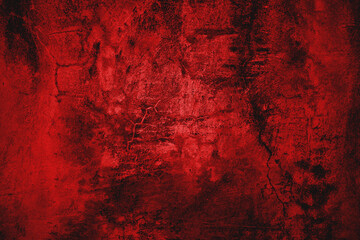 Wall Mural - Red grunge wall texture. Red and black horror background.