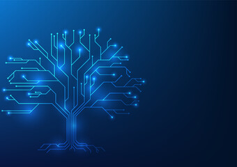 Renewable energy technology A tree that has branch lines. It represents the use of renewable energy to preserve the environment. Reduce global warming and reduce air pollution.